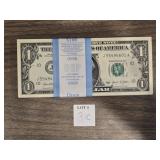 100 SEQUENTIAL, NEW/UNC , WRAPPED ONE DOLLAR BILLS