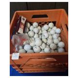 CRATE OF ASSORTED GOLF BALLS & CLUB COVERS