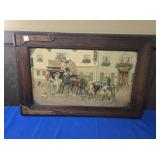 FRAMED VINTAGE PRINT ON HEAVY CARDSTOCK (HORSES)