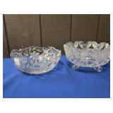 (2) GLASS CRYSTAL STYLE BOWLS (1 IS FOOTED)