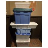 (7) STORAGE TOTES: ASSORTED SIZES TO INCLUDE 12 GA