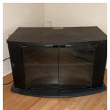Small black TV stand and chair