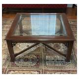 Coffee table and wingback chair