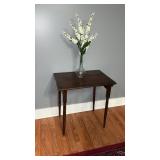 Rectangle, wood table with floral decor