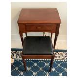Singer, sewing machine with wood cabinet and stool