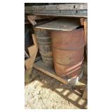 burn barrels clay pot, and extension ladder