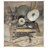 Large grinding stones and woodworking lot