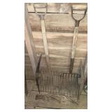 Pitchfork, and pickax heads lot