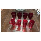 8pc Red glassware lot