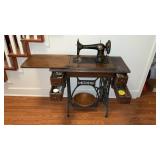 Antique Singer, sewing machine with wooden cabinet