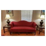 Couch with two end tables and lamps