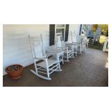 Wooden rocking chairs and tables