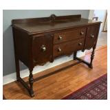 Wood serving buffet and contents