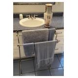 Triple tile rack with contents, oriental vase