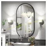 Apmir 20x36 in. Oval Matte Black Vanity Mirror