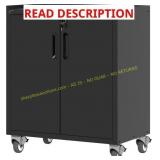 BIZOEIRON Metal Storage Cabinet w/ Wheels (No Key)