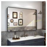 Apmir 40x32 in. Black Vanity Mirror (Scratches)