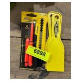 Pens 2pk, box knife, & 2ct scraper