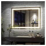 XRAMFY 26x38in. LED Anti-Fog Frameless Wall Mirror