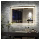 XRAMFY 26x38in. LED Anti-Fog Frameless Wall Mirror