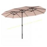 PHI VILLA 13 ft. 2-Side Beige Patio Umbrella