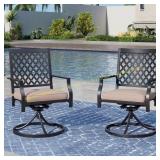 PHI VILLA Black Swivel Patio Chairs (2-Pack)