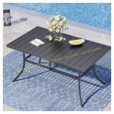 PHI VILLA Black Rectangle Metal Patio Dining Table