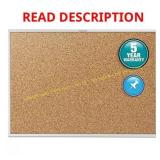 Quartet 60x36in. Cork Board, Silver Frame (Bent)