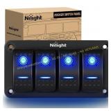 Nilight 4 Gang Aluminum Rocker Switch Panel