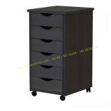 No Brand 6-Drawer Wood Mobile Storage Cart, Black