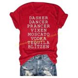 2ct Christmas Shirts Women Funny Short Sleeve Xmas