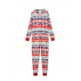 Christmas Onesie Red Print Hooded Jumpsuit size XL