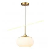Opal Glass Pendant, Antique Brass Finish