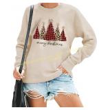 Christmas Believe Sweatshirt Women Santa size l