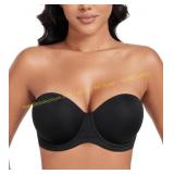 DotVol Full Figure Strapless Bra 40D, Black