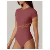 Amazon 2 ct lg Womens Crew Neck Bodysuit - dark ro