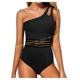 Holipick One Shoulder Tummy Control Swimsuit Med