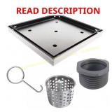 RELN 4x4 in. Stainless Square Drain w/ Tile Cover