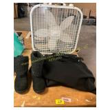 Lasko Box Fan, Med Pantsuit + Large jumper