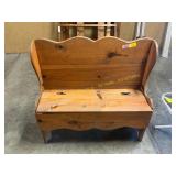 Wooden bench with storage