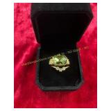 Ladies Stacked Emerald Colored Stone Size 6