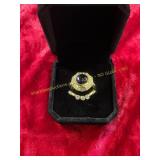 Ladies Stacked Deep Blue Sea Center Ring Size 6