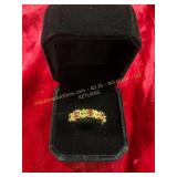 Ladies Ruby Colored Stones Promise Ring 6