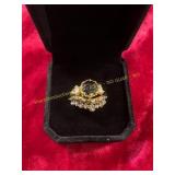 Ladies Stacked Ocean Blue Gemstone Ring 6
