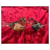 2ct Glass Birds/Paper Weights