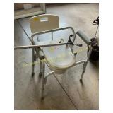 Shower bench, cane, portable toilet