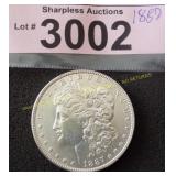 Uncirculated 1887 Morgan silver dollar