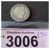 1910 Barber silver quarter