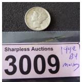 Uncirculated 1942 D Mercury silver dime
