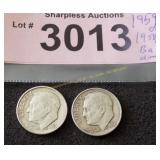 Uncirculated 1958 D and 1959 D Roosevelt silver